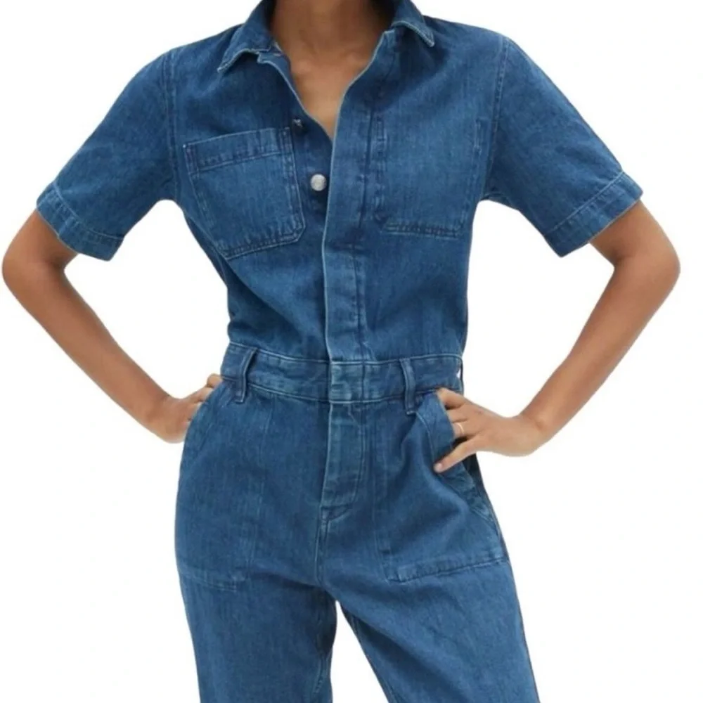 Everlane The Short Sleeve Denim Cover All Jumpsuit Size 0